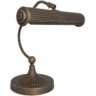 Licht-Erlebnisse Bankerlampe Messing H: 31,5 cm B: 31,5 cn schwenkbar in Bronze Antik matt Jugendstil E14 Klavierleuchte Schreibtischlampe Arbeitszimmer Büro