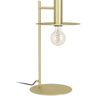 EGLO Tischlampe Escandell, elegante Nachttischlampe, Tischleuchte aus Metall in Messing-gebürstet, Tisch-Lampe für Wohnzimmer und Schlafzimmer, E27 Fassung