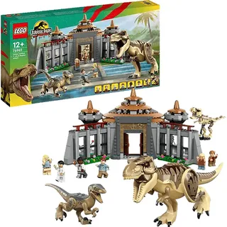 LEGO Jurassic Park 76961 Angriff des T. rex und Raptors aufs Besucherzentrum Bausatz, Mehrfarbig