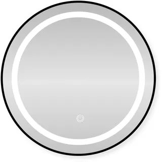 SensaHome Runder LED-Badezimmerspiegel – Dimmbare Wandspiegel mit Beleuchtung – Metallrahmen – 2700K/4500K/6400K – 80 cm – Schwarz