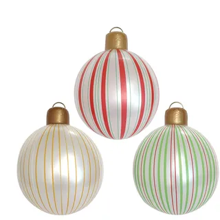 Weihnachtskugeln, 30 cm, 3 Stück, aufblasbare Weihnachtsdekorationen, aufblasbar, Weihnachten, Tanz, Weihnachten, gestreiftes Design, PVC, Explosionsdekoration für den Verandengarten