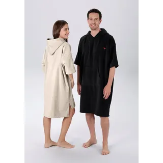 KangaROOS Badeponcho Summer, ideal für Sauna, Spa & im Urlaub, Damen & Herren, Midilänge, Baumwolle, Kapuze, ohne, Surfponcho, mit Bauchtasche, 100% Baumwolle, Frottee schwarz S/M
