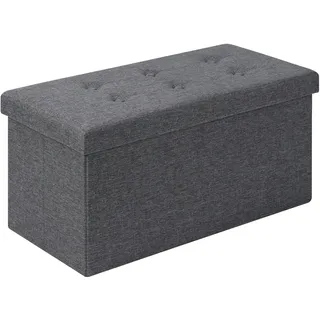 WOLTU Sitzhocker mit Stauraum Sitzbank Faltbar Truhen Aufbewahrungsbox, Deckel Abnehmbar, Gepolsterte Sitzfläche aus Leinen, 76x37,5x38 cm, Grau