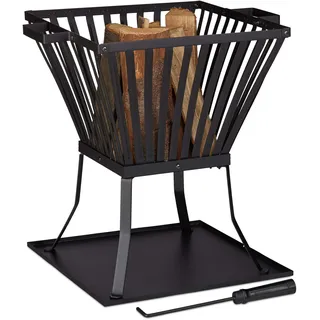 Relaxdays Feuerkorb Ø 90 cm Schwarz