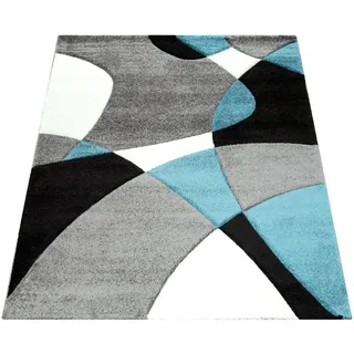 KADIMA DESIGN Abstrakt Kurzflorteppich 80 x 150 cm Türkis/Blau