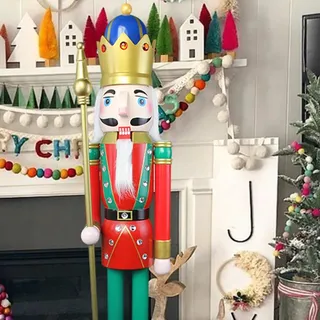 CDL L/4füße/120cm/4ft/4fuß/120 cm Leben größe Leben größe große/Riesen Rot Weihnachten Holz Nussknacker König & Soldat Ornament Puppe Geschenk Schaufenster/Haus Nußknacker Dekoration K18