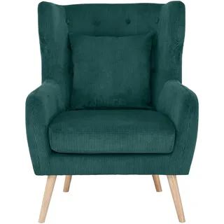 Home Affaire Ohrensessel Yamuna Polyester 85 x 100 x 47 cm Grün mit Rollen