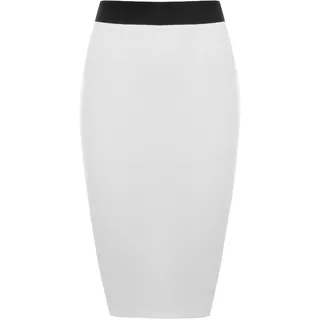WearAll - Damen Übergröße Einfarbig Anliegend Stretch Bleistiftrock Midi Rock - Weiß - 52-54 - 52-54