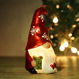 Wichtel Figuren mit Licht Leuchtend, Weihnachtswichtel Figuren mit LED, Weihnachtsfiguren Deko Innen, Weihnachtsdeko Amerikanisch Tisch Beleuchtet Laterne Weihnachtsbaum Hängend Deko (Rote Geschenk)