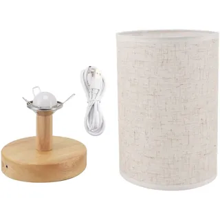 Toivize Led-touch-nachttischlampe Aus Birkenholz Und Leinen, Einstellbares Licht, Usb-aufladbar, Skandinavisches Design, 20 X 14 Cm