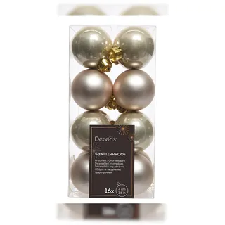 Christmas Decorations 16 Weihnachtskugeln 4cm Kunststoff Christbaumkugeln klein bruchsicher champagner