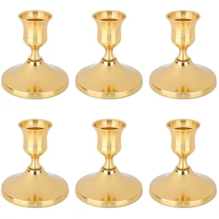 6st Messing Gold Konische Kerzenhalter, Vintage Kerzenständer Halter Metall Dekoratives Tafelaufsatz Wohndeko für Hochzeit Abendessen Party Weihnachten Kaminsims Geschenke