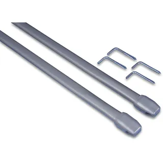 Teleskop- Gardinen- Fenster- Vitragenstangen 2er Set für Scheibengardinen in 3 Größen und 2 Farben (Silber/Chrom matt, 60-90 cm)
