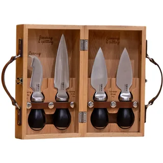 BOSKA Cheesemongers Parm Set Pro/Profi Käsemesser/Für Parmesankäse/Hochwertiger Edelstahl/Im Holzkoffer/Ergonomisch/Ritzmesser/Brechmesser und 2 Parmesanmesser