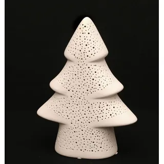 Sigro Tannenbaum Leuchttanne mit Kerzenhalter 24,5 cm natur 212055 Keramik