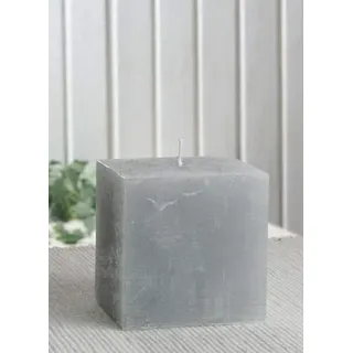 Rustik-Stumpenkerze, viereckig, 7,5 x 7,5 x 7,5 cm Ø, grau