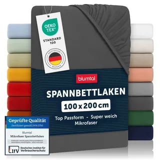Blumtal Spannbettlaken Mikrofaser 100 x 200 cm grau
