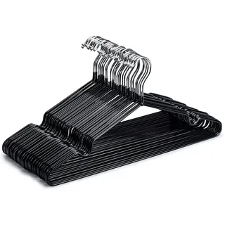 HOUSE DAY Kleiderbügel Schwarz 40 Stück Gummibeschichtet Metall Kleiderbügel Drahtbügel bügel rutschfest Platzsparend bügel Dünn 0,4cm Dick