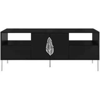 Skandica Lowboard, Schwarz, Silber, Metall, 138x60x40 cm, Wohnzimmer, Wohnwände, Lowboards, Lowboards stehend