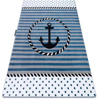 Rugsx - Kinderteppich Petit Marine Anker Meer Blau Blue 160x220 Cm