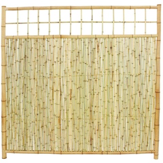 Bambus Sichtschutzwand Bambuswand Ten New Line mit 180 x 180cm aus dünnen Bambusrohren mit Gitter Oben und Rahmen