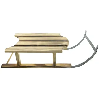 Dekoleidenschaft Dekofigur "Natur" Dekoschlitten, Winterdeko, Deko Schlitten Holz, Weihnachtsdeko, Tischdeko aus Holz geflammt & Metall, 45 cm lang beige