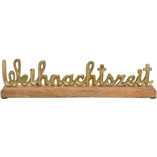 Aufsteller Schriftzug Weihnachtszeit gold Holz Metall (28329w) Weihnachtsdeko