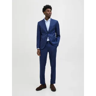 JACK & JONES Anzug JACK & JONES "JPRCOSTA SUIT", Herren, Gr. 48, N-Gr, blau (medieval blau), Web, Obermaterial: 100% Polyester, unifarben, sehr schmal, Anzüge, aus Polyester, sehr schmale Passform, mit Reverskragen, Langarm-Sakko