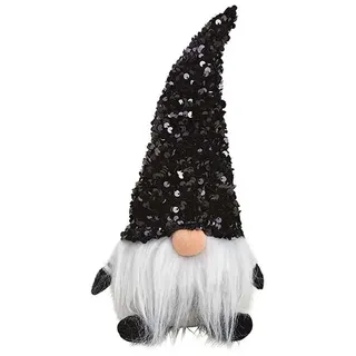Wichtel Textil glitzernde schwarze Mütze Weichnachtsdeko 29cm Tischdeko Winter
