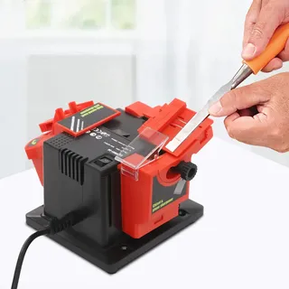 Messerschleifer 96W, Bohrerschleifgerät mit 180 Maschen, Multifunktionale Profi Schleifstein Elektrisch, 15-50° Einstellbare Winkel, Schärfmaschine für Bohrern, Polieren, Messer und Scheren