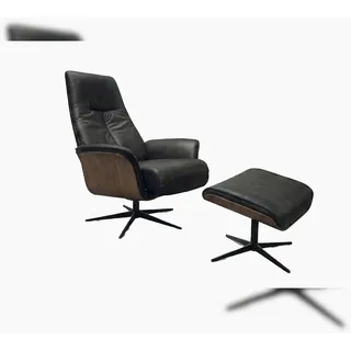 KAWOLA Relaxsessel FERREIRA Polyester 78 x 106 x 78 cm schwarz mit Hocker