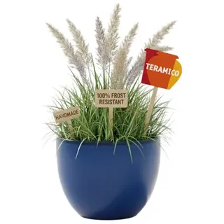 Teramico Pflanzkübel Keramik Pflanzgefäß Eggpot, Royal Blau, Ø 38 cm, Steinzeug handgeferti, 100% Frostfest blau