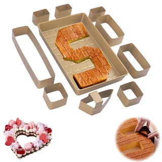 Tefola Kuchenform, Zahlen, groß, multifunktional, verstellbar, Nummer 0-9, Buchstabe A-Z, spezielle Formen, kreatives Kuchenform-Set, für Geburtstage, Geburtstage, HGK1184fangTefo0229