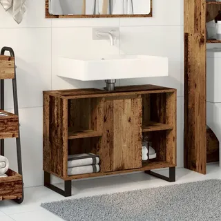 Desgin Badezimmer-Waschtisch Altes Holz Spanplatte Mittel - Badspiegel 873898 - Braun
