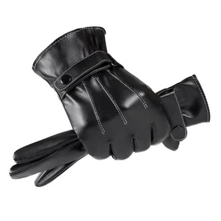 Dekorative Lederhandschuhe Winterhandschuhe, Kunstlederhandschuhe, Wärme Performance Winter Sporthandschuh für Damen und Herren schwarz