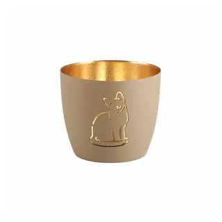 Giftcompany Windlicht Madras Katze 8,5 cm braun/gold