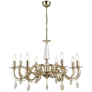 Opviq Eleganter Barock-Kronleuchter, Antik-Kupfer-Finish, höhenverstellbar 54–92 cm, Metallkorpus, 8 x E14-Fassungen, Schutzart IP20 | Ideal für glamouröse Interieurs