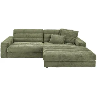 KAWOLA Ecksofa Lana Cord Recamiere rechts olivgrün