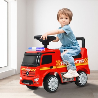 COSTWAY Mercedes Benz Kinder-Feuerwehrauto mit Stauraum rot