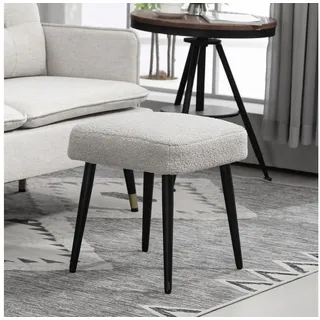 Homcom Hocker mit Kaschmir-Optik Kunststoff 42 x 44 x 42 cm Hellgrau