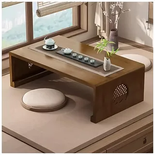 ZJFJMBD Japanischer Bodentisch Tatami Tee Tisch Kaffeetisch Faltdesign für Wohnzimmer Esszimmer - Stilvoller Tisch für Teezeremonien und Wohnkultur