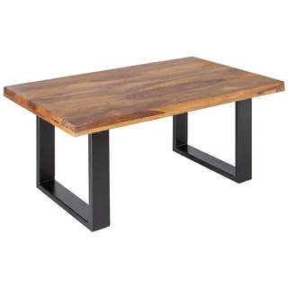 Licht-Erlebnisse Couchtisch ADRIANA, aus Sheesham Holz Metall in Natur Schwarz 100 x 60 x 45 cm (LxBxH) schwarz