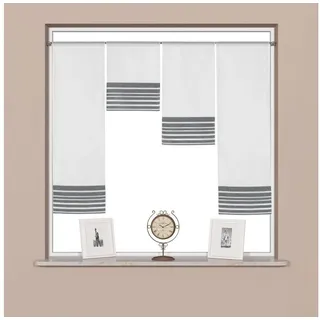 EXPERIENCE Scheibengardine 3er Set Miniflächen Scheibengardine Küchengardine Tunnelzug Fensterspitze Flächenvorhang mit Umhang Weiß Anthrazit Petrol Bistrogardine, Store grau 120 cm