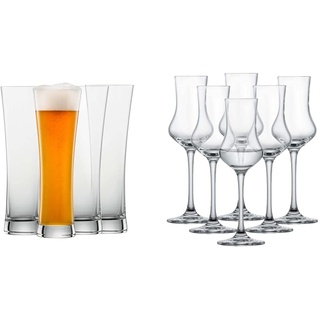 Schott Zwiesel Weizenbierglas Beer Basic 0,5 l (4er-Set) (130007) & Digestifset Classico (6er-Set), klassische Schnapsgläser mit Stiel, spülmaschinenfeste Tritan-Kristallgläser (120518)