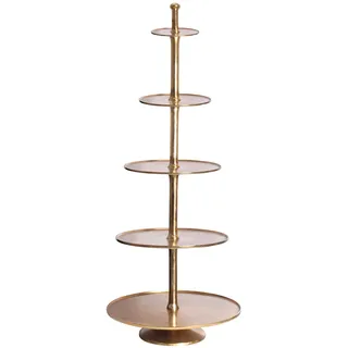 Etagere Abstract 150cm - Gold - Metall-Aluminium handgefertigtes Unikat | Massivholz, Vintage-Look, fünf Etagen, dekorative Arrangements, festliche Akzente, hohe Belastbarkeit, stilvoller Hingucker
