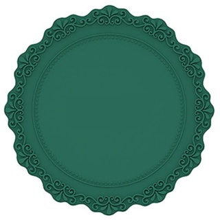 2 Stück Runde Tischsets mit Einem Durchmesser von 16.5 cm,Spitzen-Silikon-Tischset,Abwaschbare Platzsets Teller Untersetzer,Wasserfeste Tischsets Rutschfestes placemat,für Esstisch, Küche,Grün