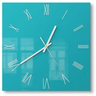 DEQORI Wanduhr 'Unifarben - Türkis' (Glas Glasuhr modern Wand Uhr Design Küchenuhr) grün 30 cm x 30 cm