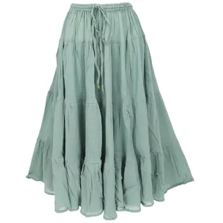 GURU SHOP Boho Stufenrock, Maxirock Sommerrock, Flamencorock - Grün, Damen - 38