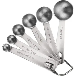 Messlöffel-set, 6-teilig, Aus Edelstahl, Kleine Esslöffel Mit Metrischen Und Us-amerikanischen Maßeinheiten, Zum Abmessen Von Trockenen Und Flüssigen Zutaten