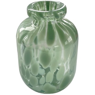 Glasvase Happy Patchy 15cm hellgrün GRÜN. Vase aus Glas, Blumenvase mit Punkten, Konfetti, mundgeblasen
